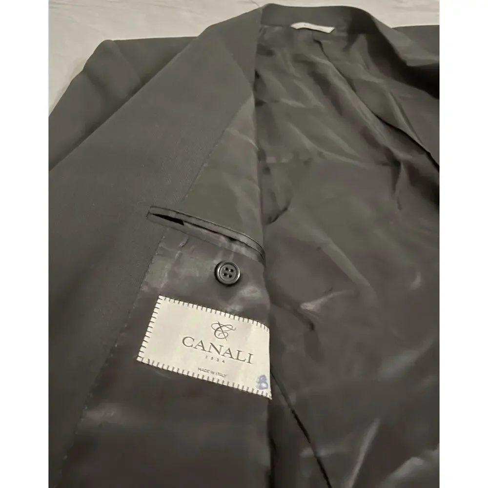 Canali Mens 40R Black Travel Water Resistant Blazer Sport Coat Italy
